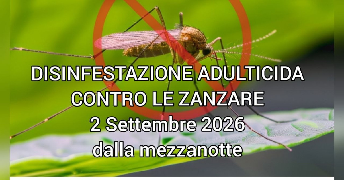 FIUGGI - QUESTA NOTTE DISINFESTAZIONE ADULTICIDA CONTRO LE ZANZARE (2 settembre 2026, dalla mezzanotte)